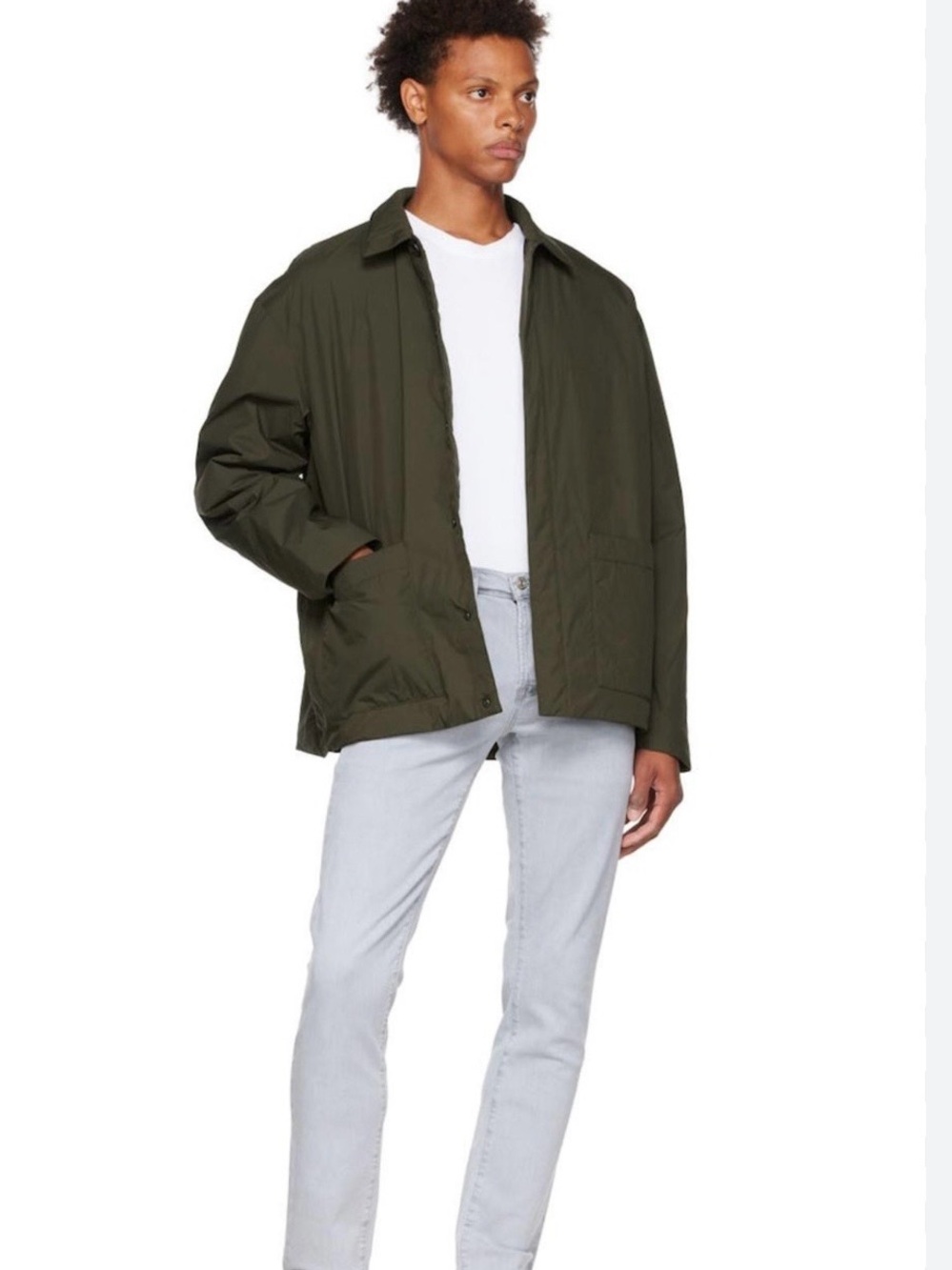 Frame Puffy Workwear Jacket Snap Front Military Green Sz Large
